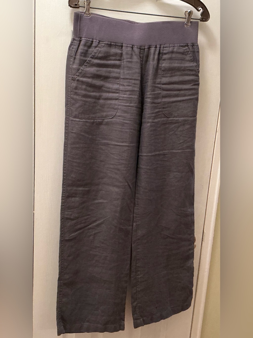 Allen Allen gray Linen. Blend Wide Legged Pants